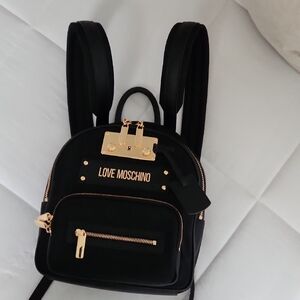 Love Moschino Black and Gold Backpack